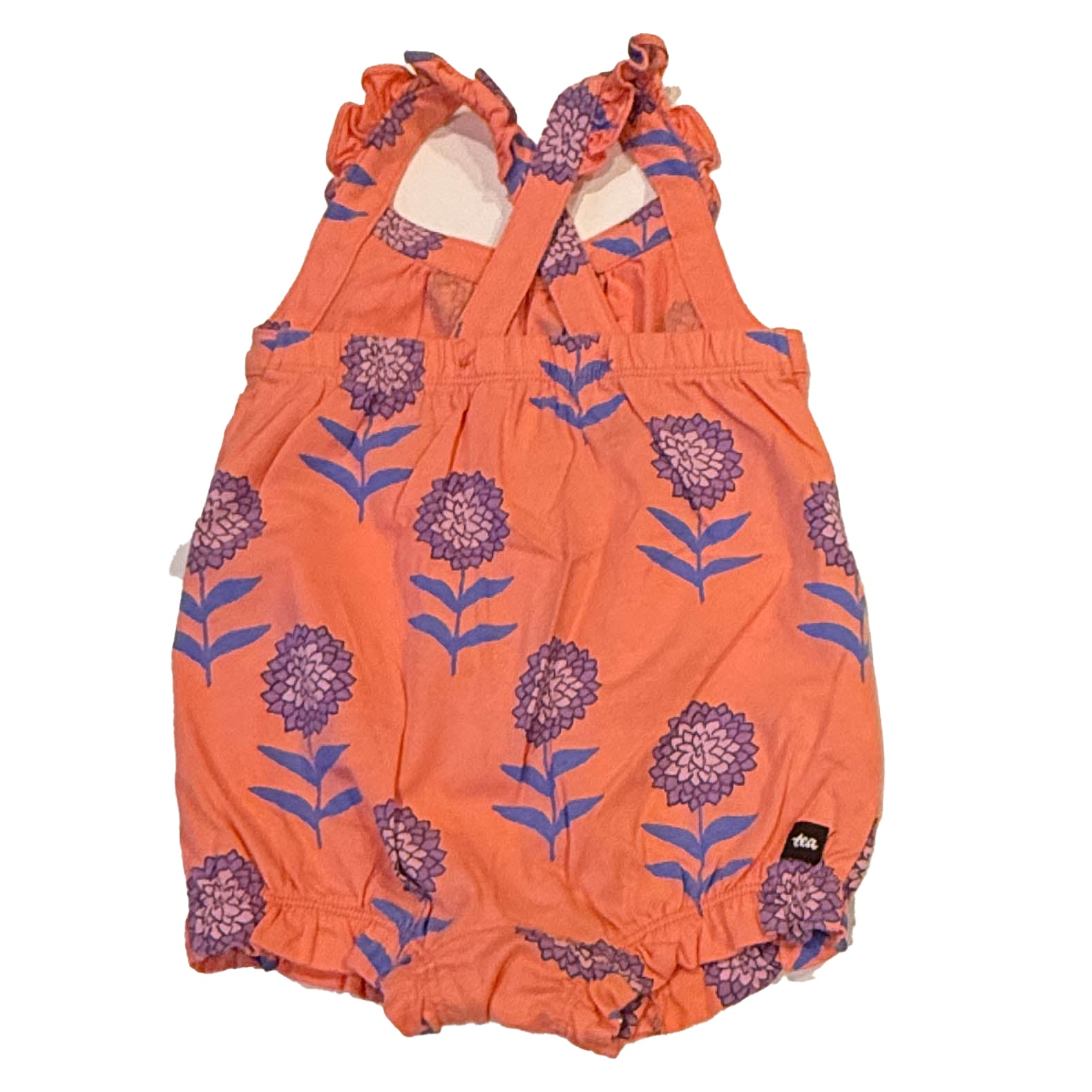 Tea Collection Girls Pink Floral Romper Size: 6-9 Months Pink Floral