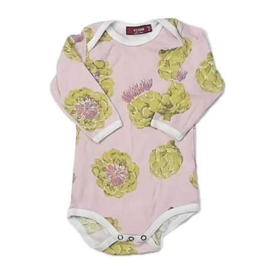 Milk barn Girls Pink Floral Onesie Size: 6-12 Months Pink Floral