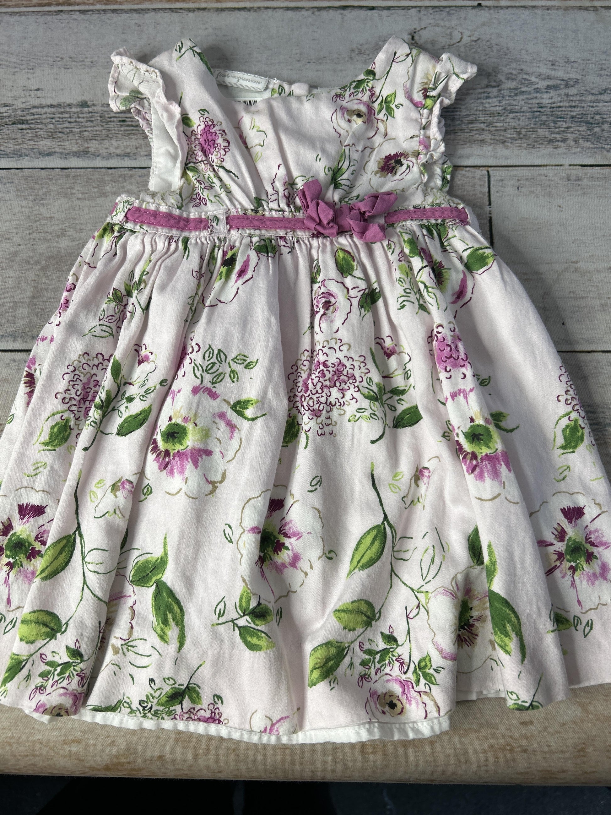 First Impressions Girls Pink floral Dress Size: 12 months Pink floral
