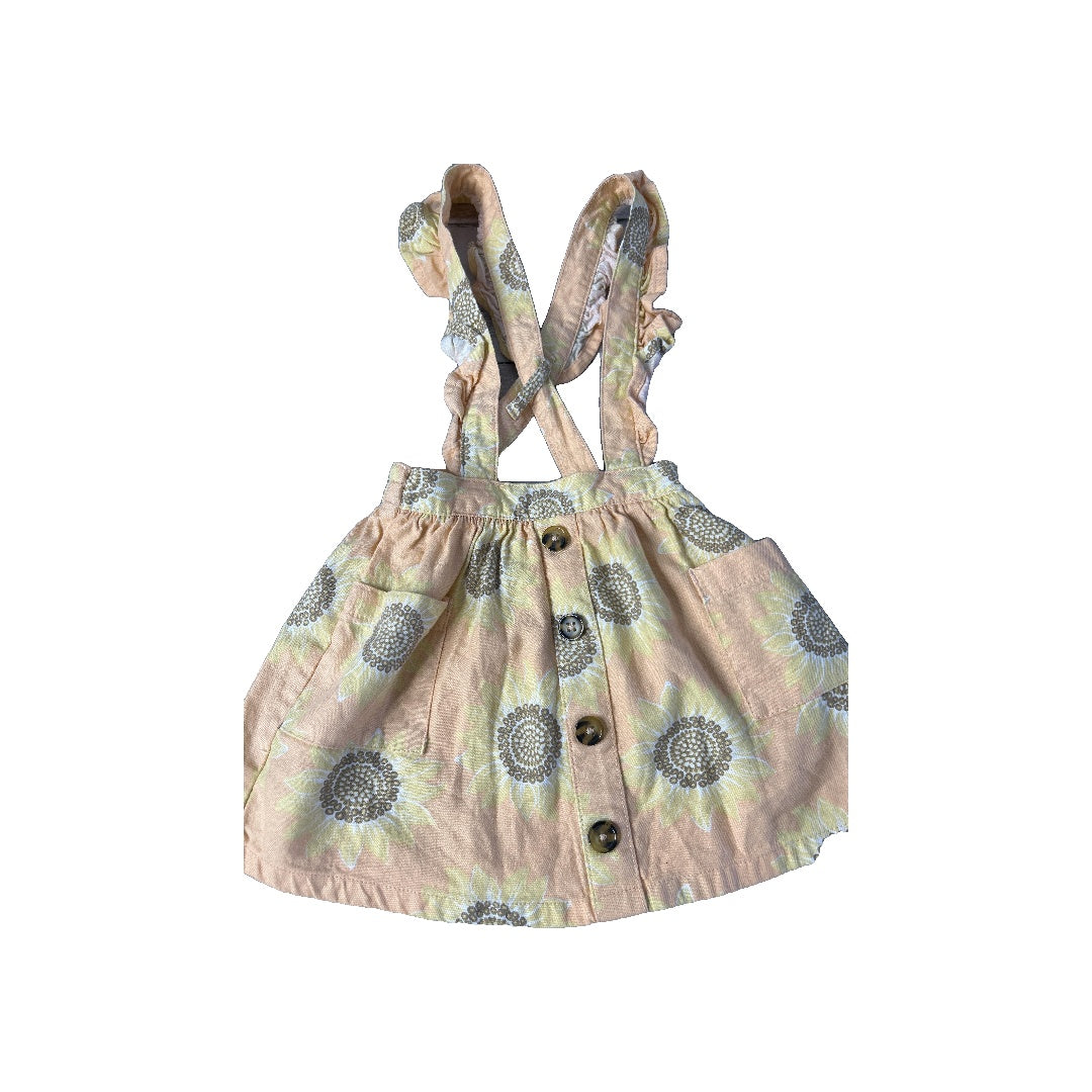 Girls Pink floral Overalls Size: 9-12 Months Pink floral