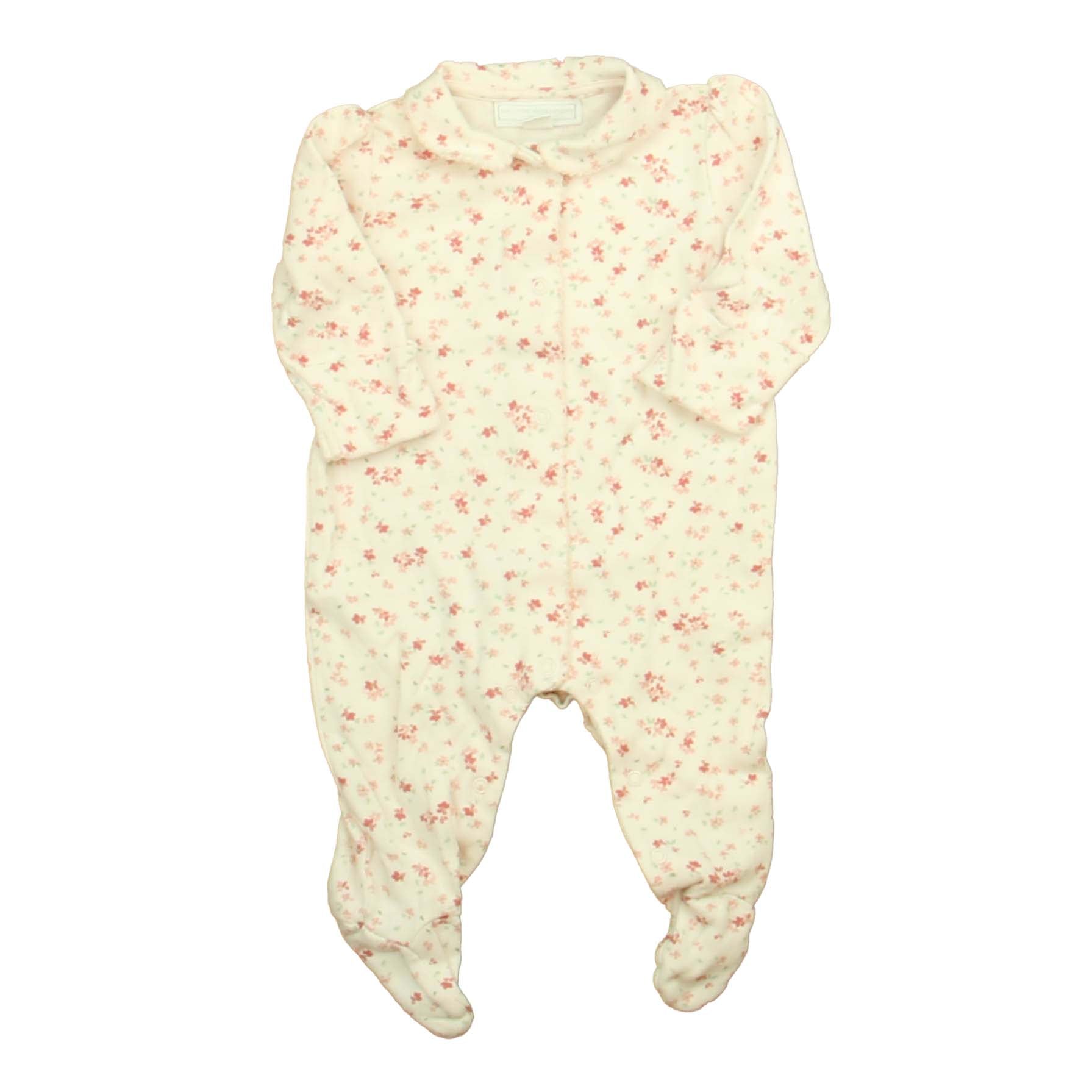 The Litte White Company Girls Pink Floral Long Sleeve Outfit Size: 0-3 Months Pink Floral