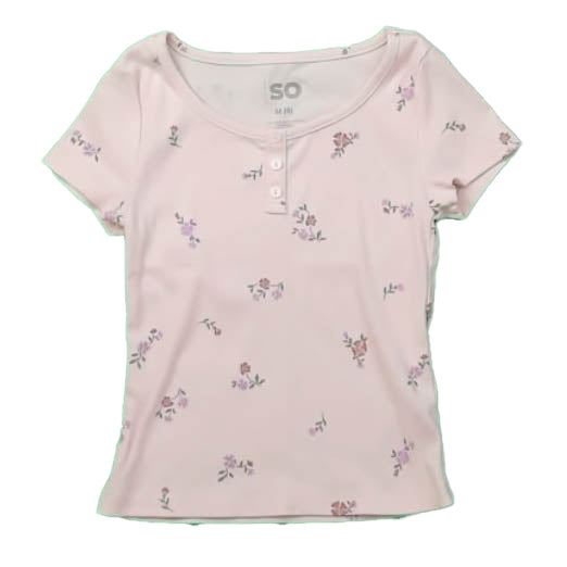 SO Girls Pink Floral Short Sleeve Shirt Size: 8 Years Pink Floral