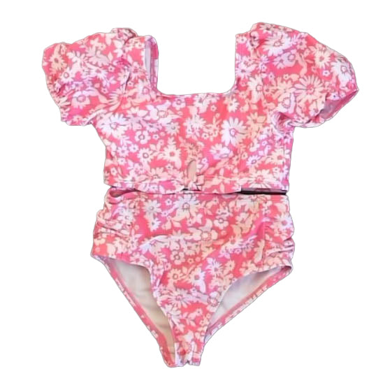 Wonder Nation Girls Pink Floral 2-piece Swimsuit Size: 6 Years Pink Floral