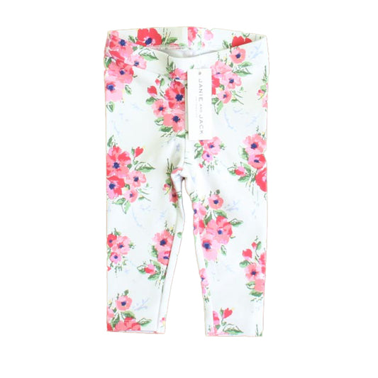 Janie and Jack Girls Pink Floral Leggings Size: 6-12 Months Pink Floral