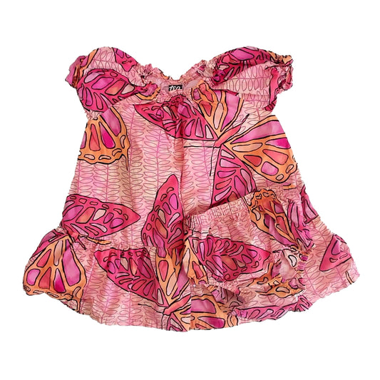 Tea Collection Girls Pink Floral Dress Size: 18-24 Months Pink Floral