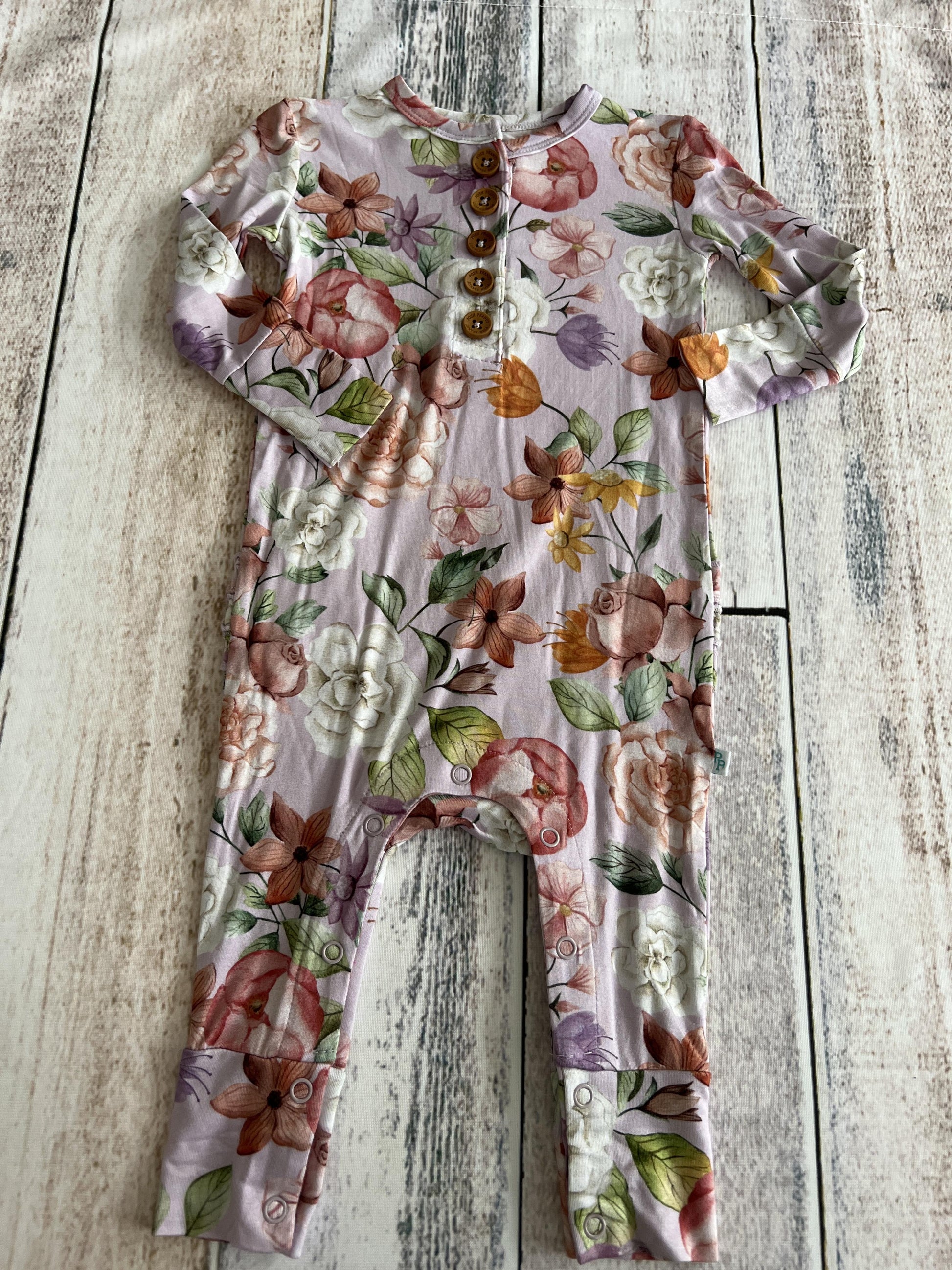 Posh Peanut Girls Pink floral Long Sleeve Outfit Size: 6-9 months Pink floral