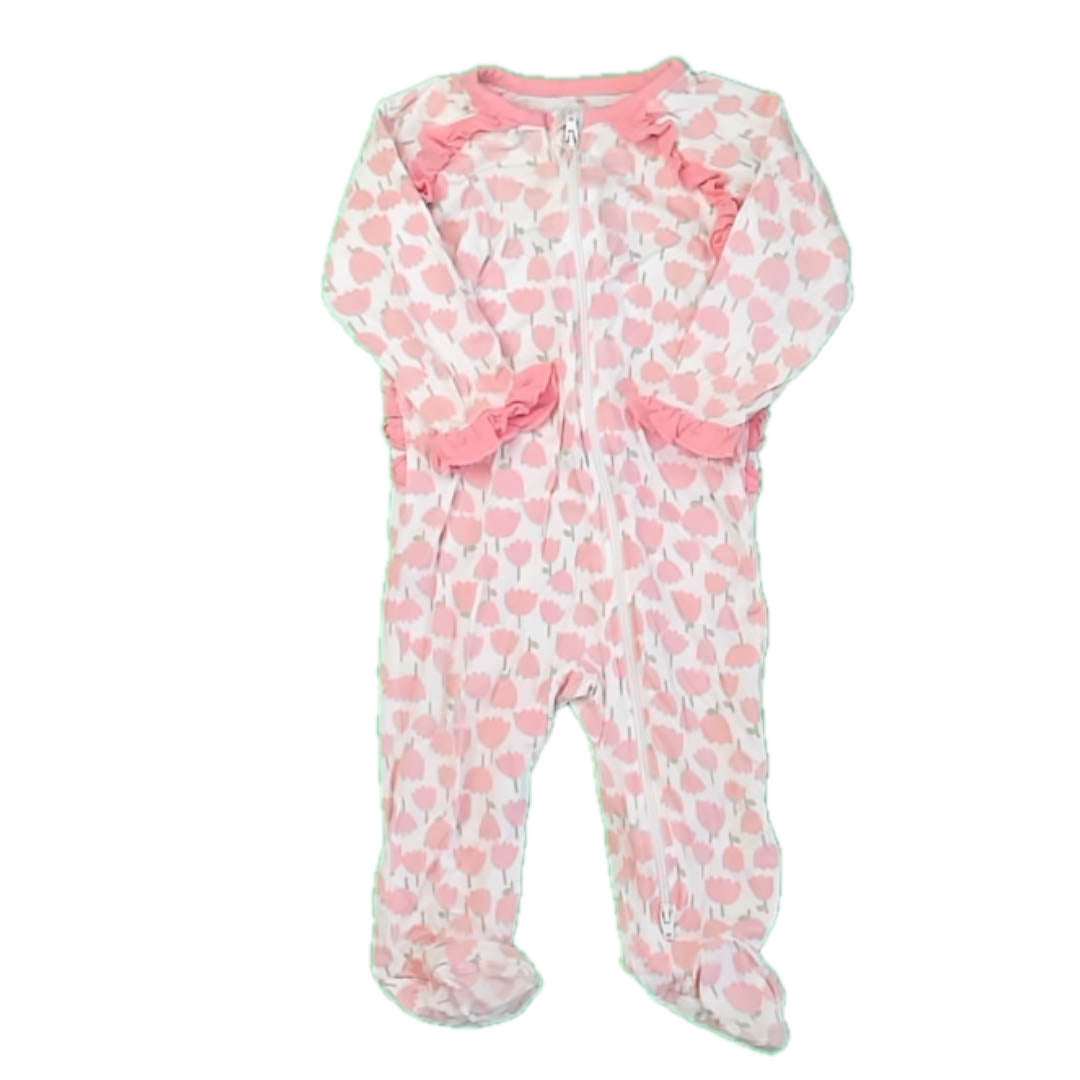 Milkberry Girls Pink Floral 1-piece footed Pajamas Size: 6 Months Pink Floral
