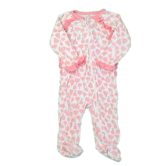 Milkberry Girls Pink Floral 1-piece footed Pajamas Size: 6 Months Pink Floral