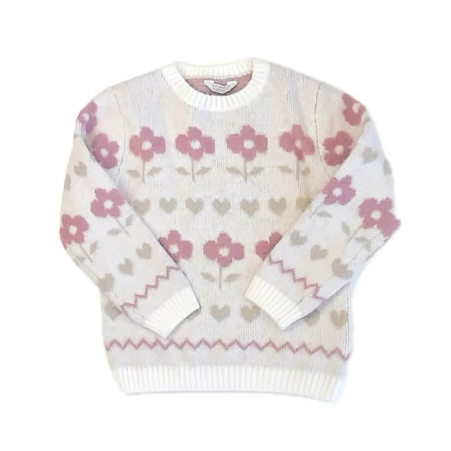 Primark Girls Pink Floral Sweater Size: 6-7 Years Pink Floral