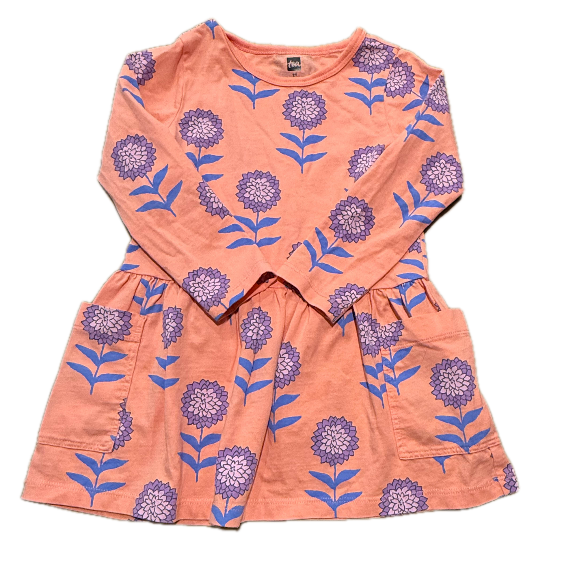 Tea Collection Girls Pink Floral Dress Size: 2T Pink Floral