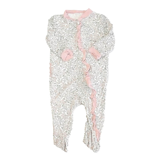 Milkberry Girls Pink Floral 1-piece footed Pajamas Size: 3-6 Months Pink Floral