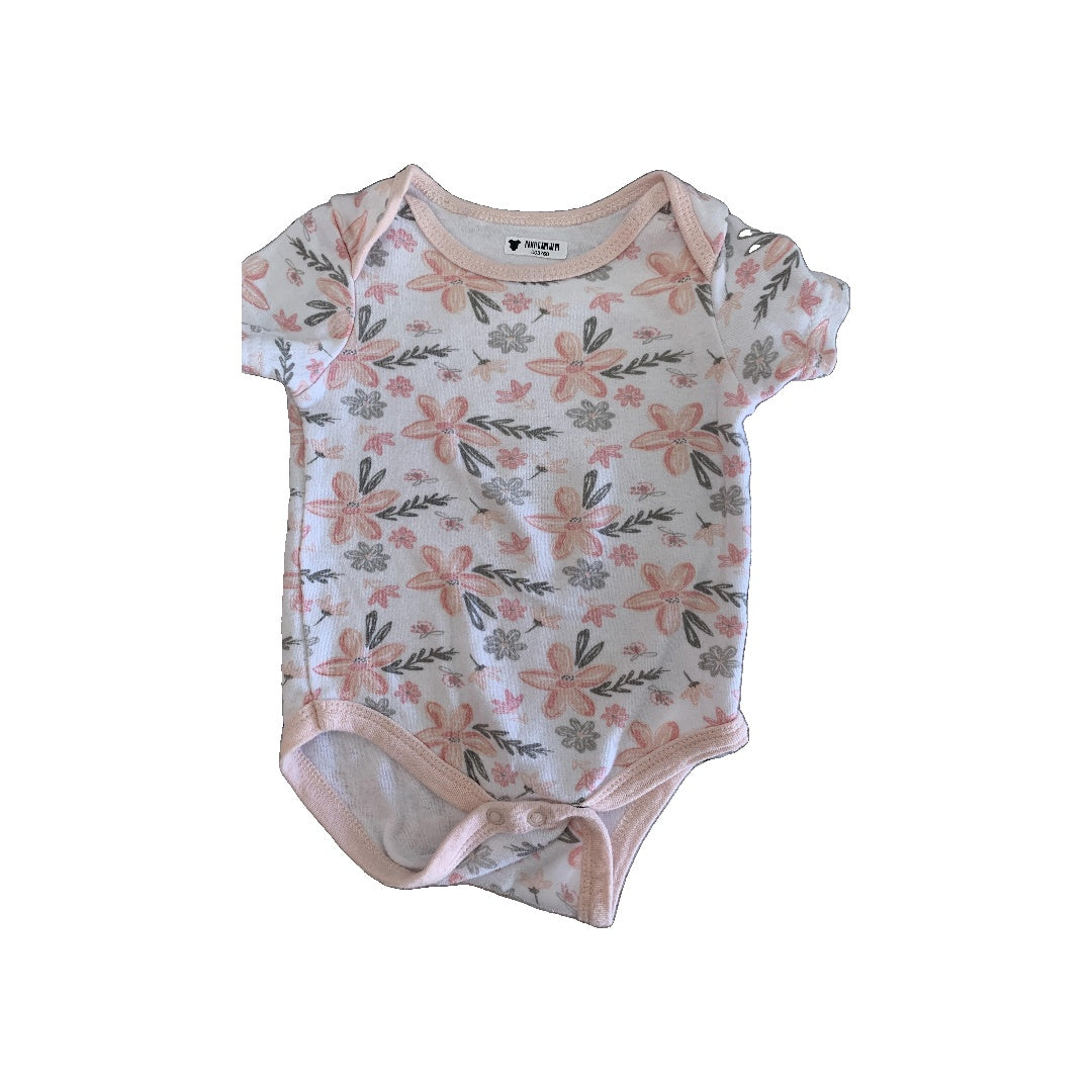 Girls Pink floral Onesie Size: 6-9 months Pink floral