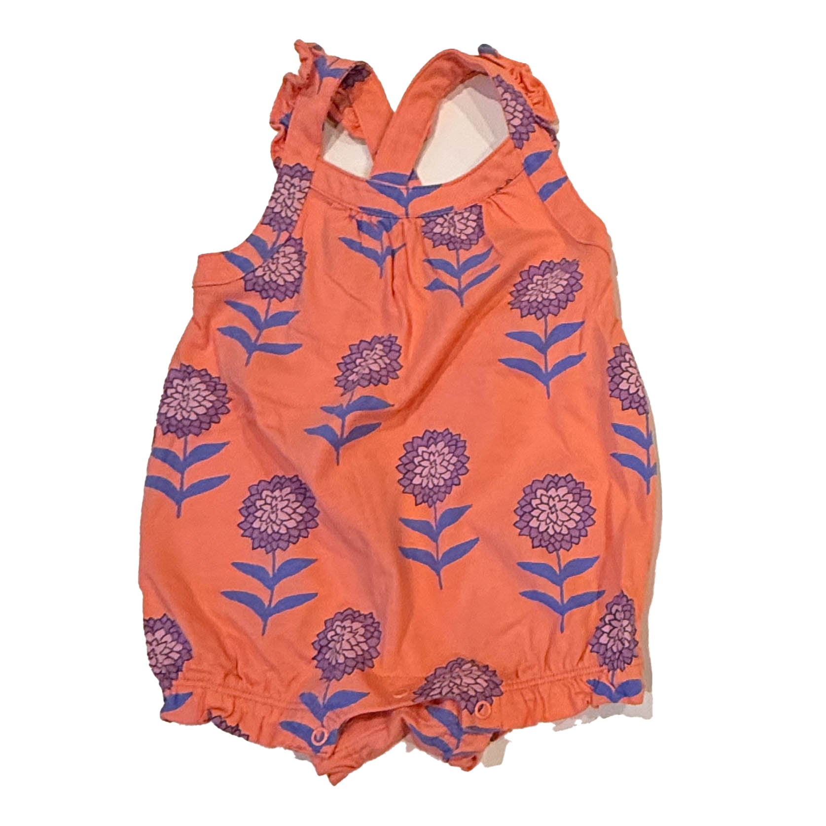 Tea Collection Girls Pink Floral Romper Size: 6-9 Months Pink Floral