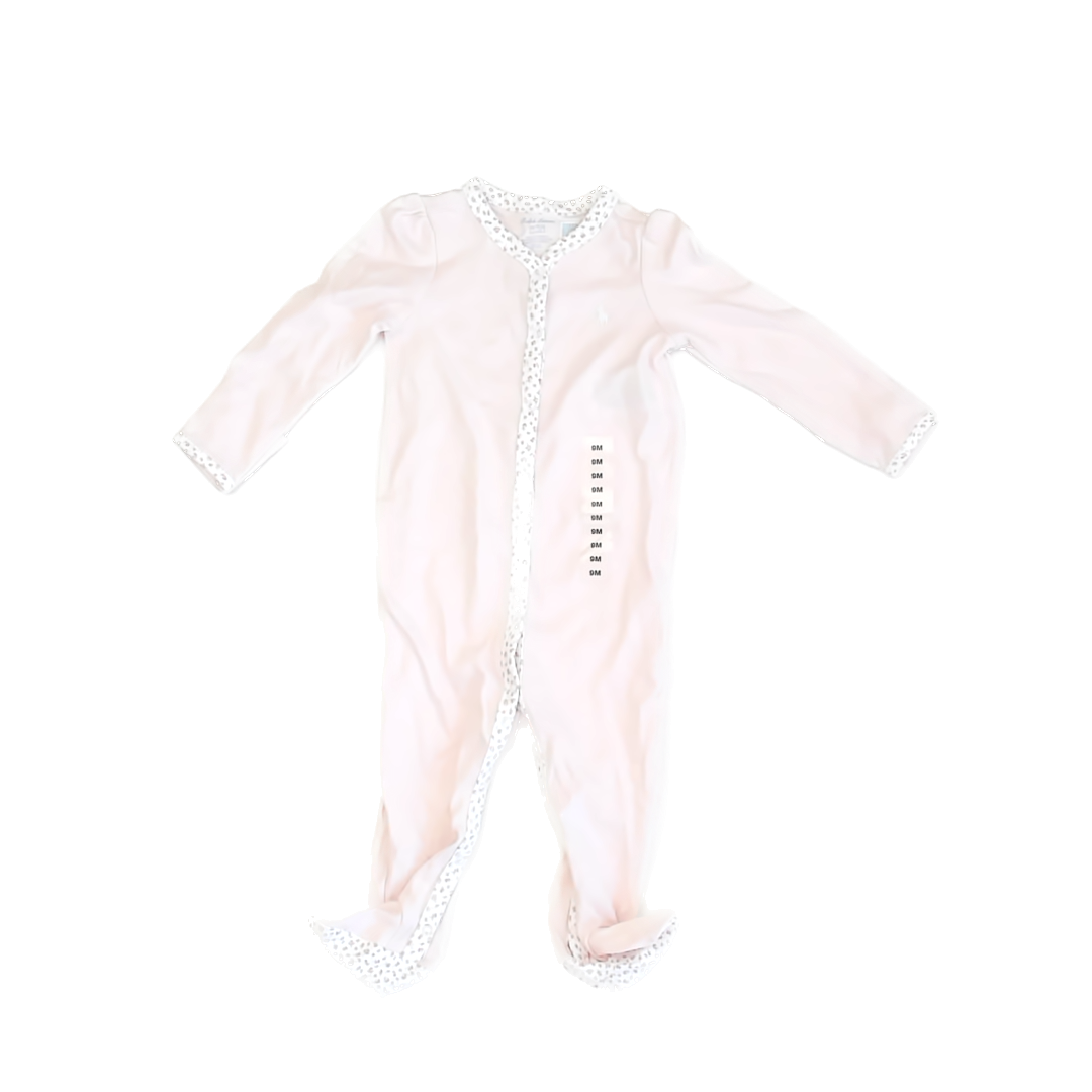 Ralph Lauren Girls Pink Floral 1-piece footed Pajamas Size: 9 Months Pink Floral