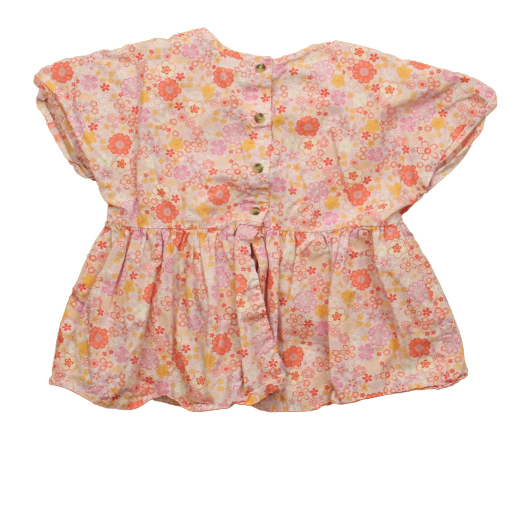 Tea Collection Girls Pink Floral Blouse Size: 10 Years Pink Floral