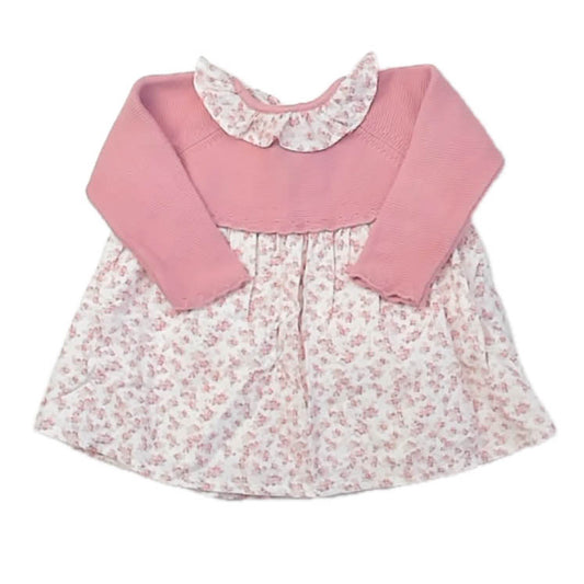 Fagottino Girls Pink Floral Dress Size: 6-9 Months Pink Floral