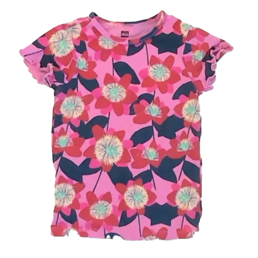 Tea Collection Girls Pink Floral T-Shirt Size: 4T Pink Floral