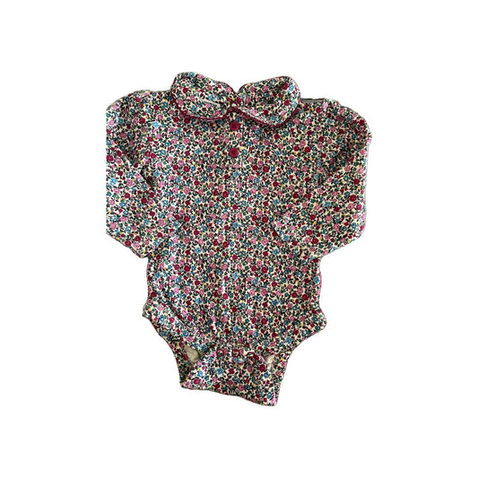 JoJo Maman Bebe Girls Pink floral Onesie Size: 6-12 months Pink floral