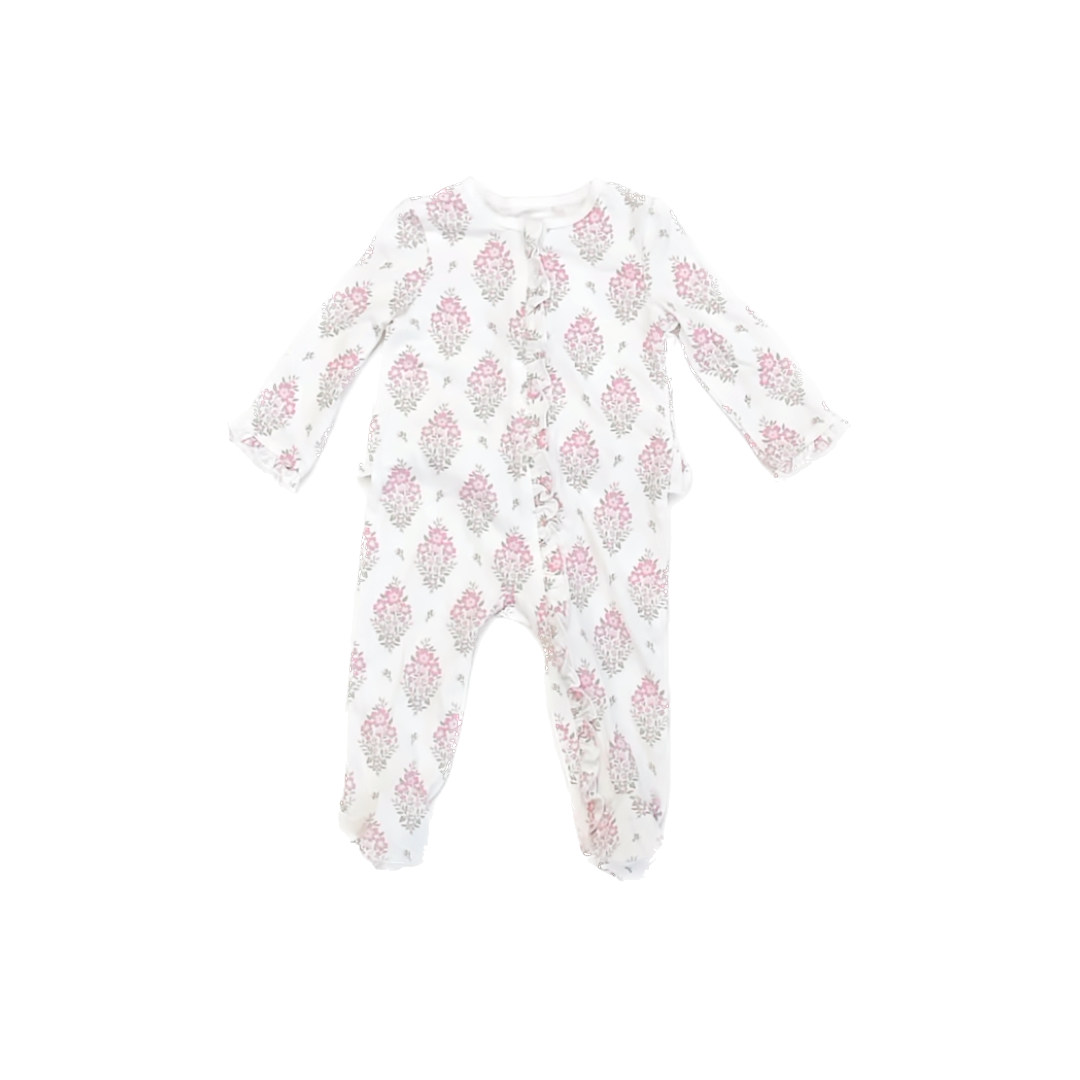 Little Me Girls Pink Floral 1-piece footed Pajamas Size: 6 Months Pink Floral