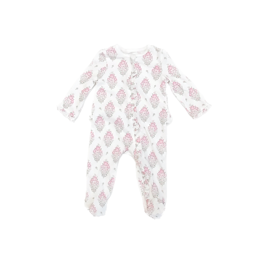 Little Me Girls Pink Floral 1-piece footed Pajamas Size: 6 Months Pink Floral