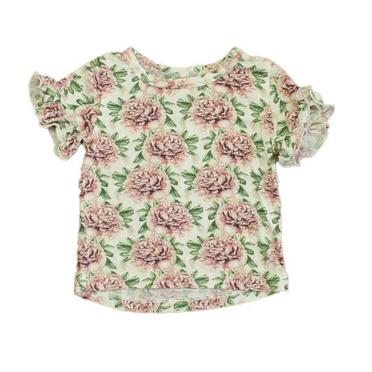 Kate Quinn Organics Girls Pink Floral T-Shirt Size: 3-6 Months