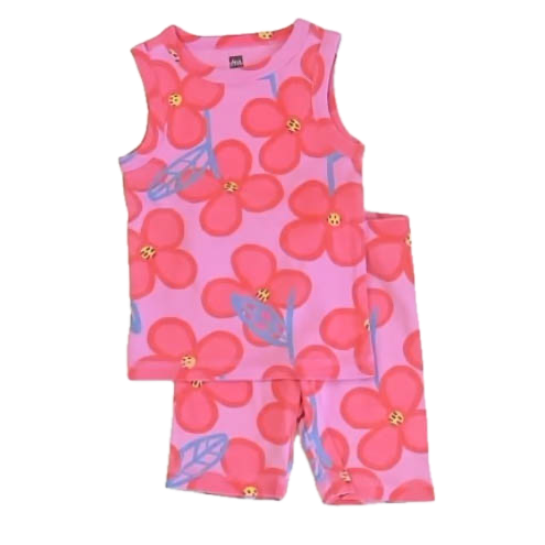 Tea Collection Girls Pink Floral 2-piece Pajamas Size: 3T Pink Floral