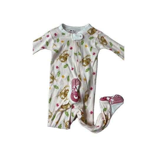 Girls pink | Flowers | animals Pajamas Size: 3-6 months pink | Flowers | animals