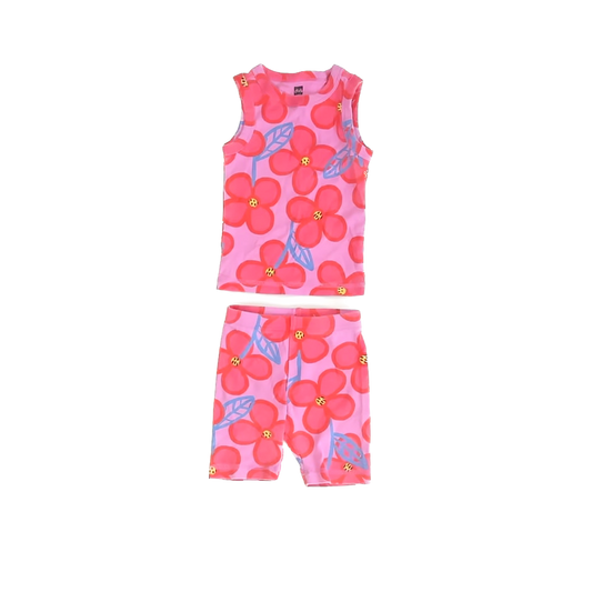 Tea Collection Girls Pink Flowers 2-piece Pajamas Size: 18-24 Months Pink Flowers