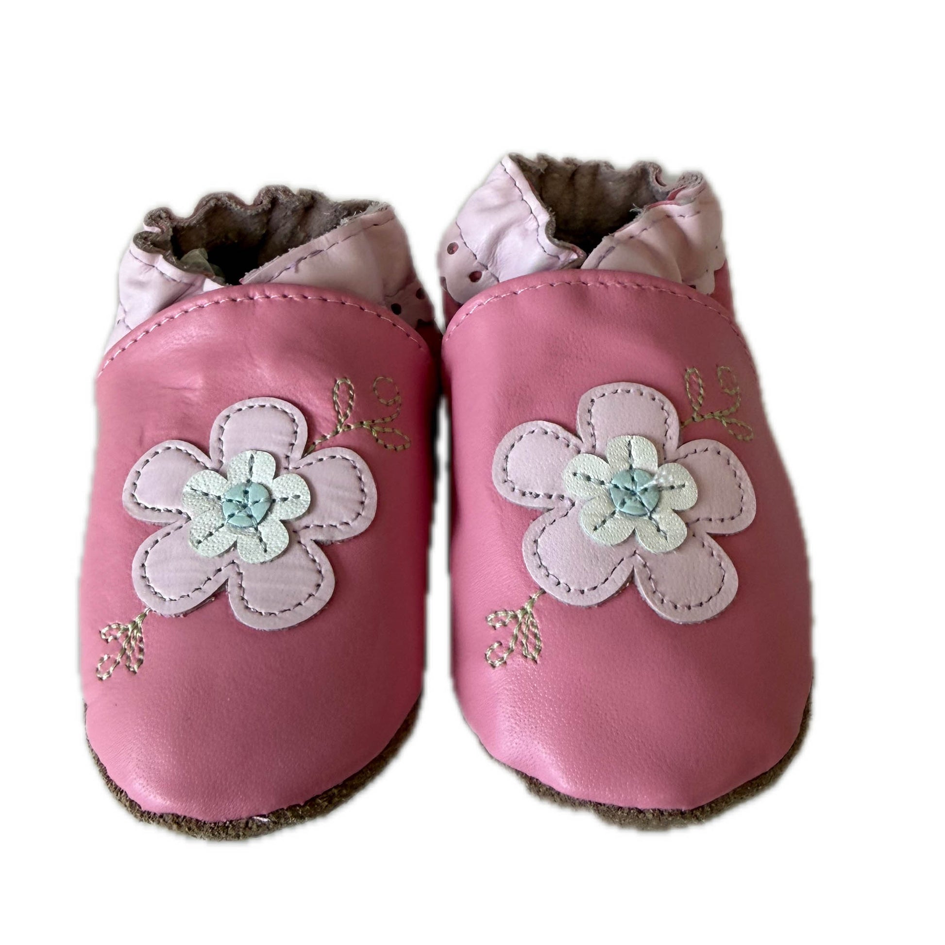 Robeez Girls Pink Flowers Shoes Size: 12-24 Months Pink Flowers