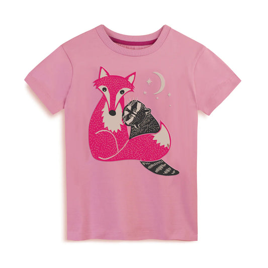 Mightly Girls Pink Fox T-Shirt Size: 6-14 Years Pink Fox
