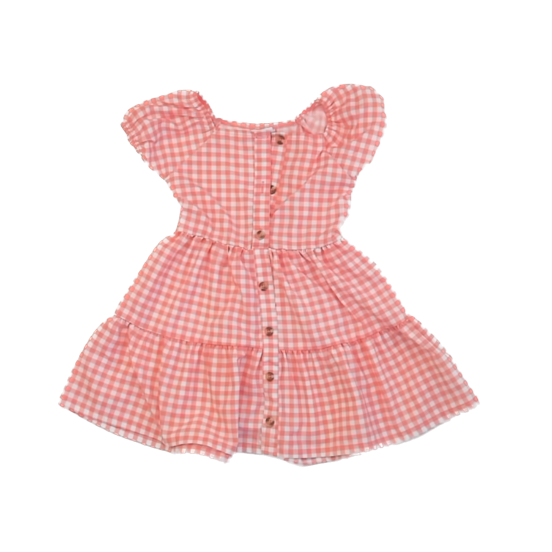Little Lass Girls Pink Gingham Dress Size: 6 Years Pink Gingham