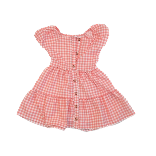 Little Lass Girls Pink Gingham Dress Size: 6 Years Pink Gingham