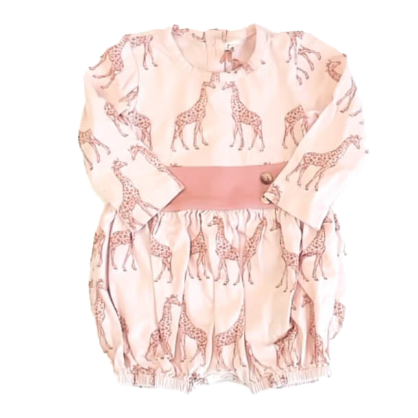 Kate Quinn Girls Pink Giraffes Romper Size: 12-18 Months Pink Giraffes