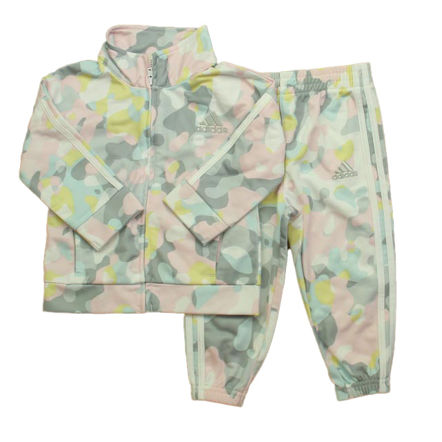 Adidas Girls Pink | Gray Camo Track Suit Size: 12 Months