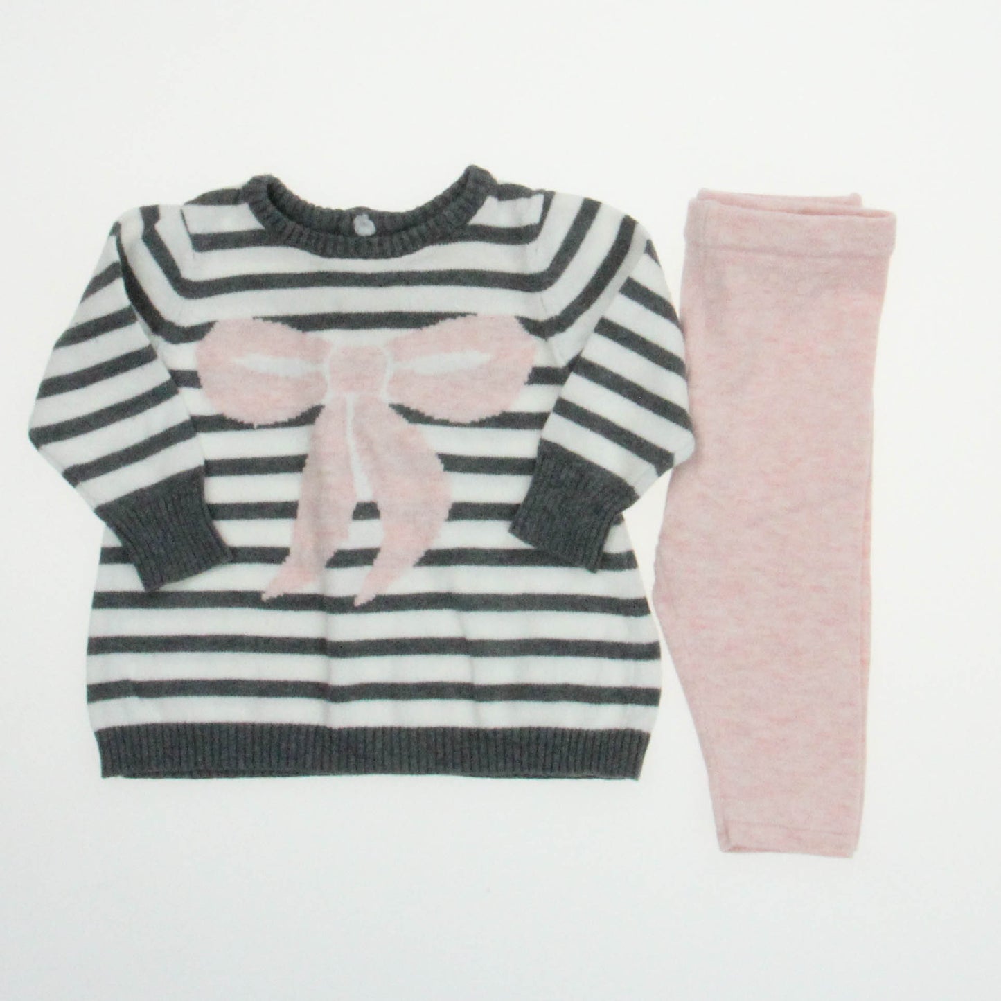Miniclasix Girls Pink | Gray Apparel Sets Size: 3 Months Pink | Gray