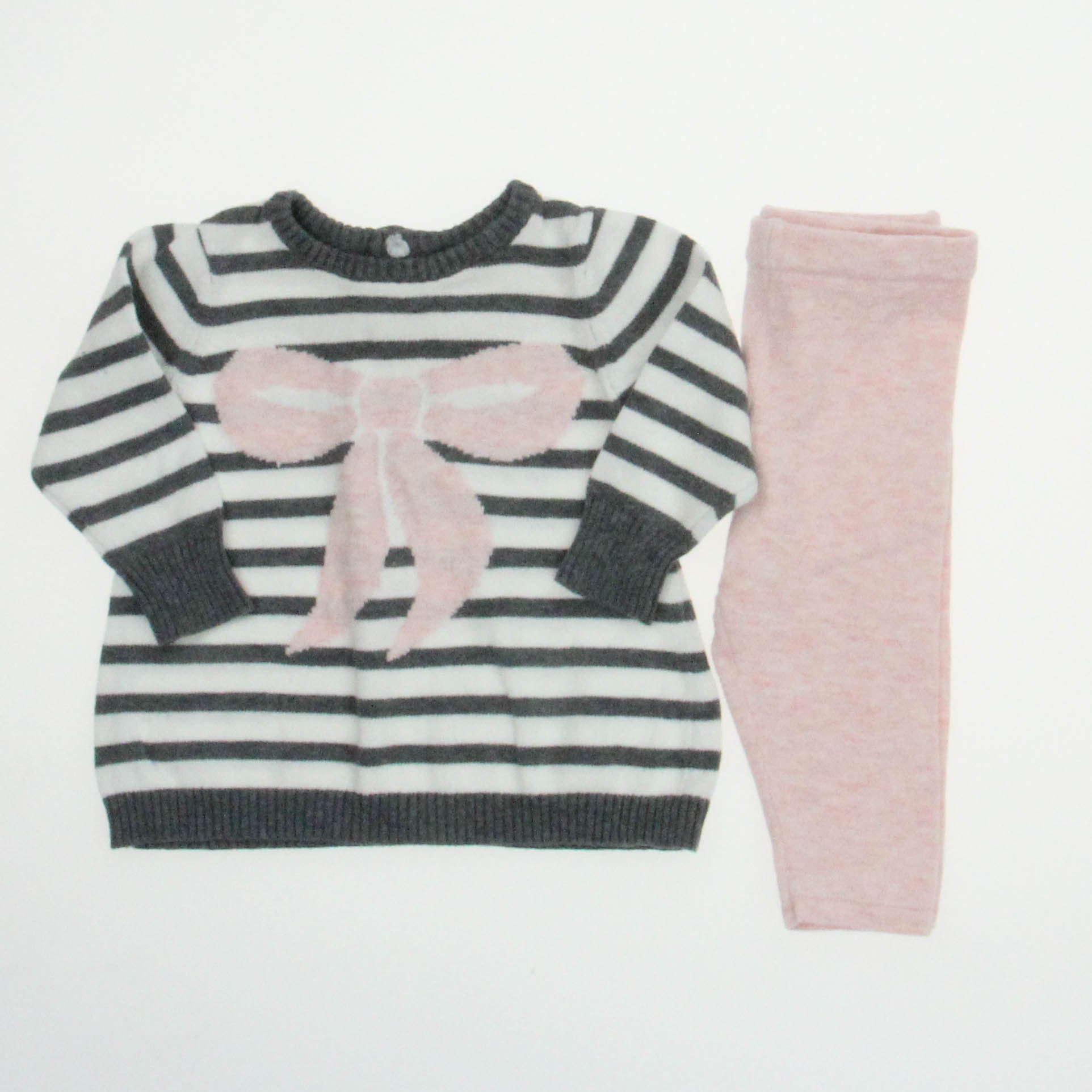 Miniclasix Girls Pink | Gray Apparel Sets Size: 3 Months Pink | Gray