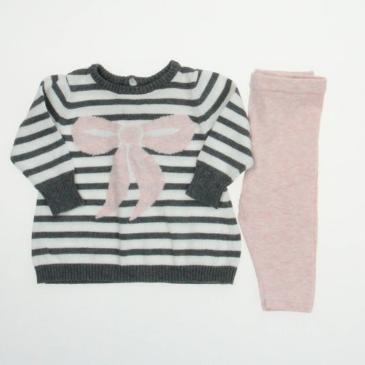 Miniclasix Girls Pink | Gray Apparel Sets Size: 3 Months Pink | Gray