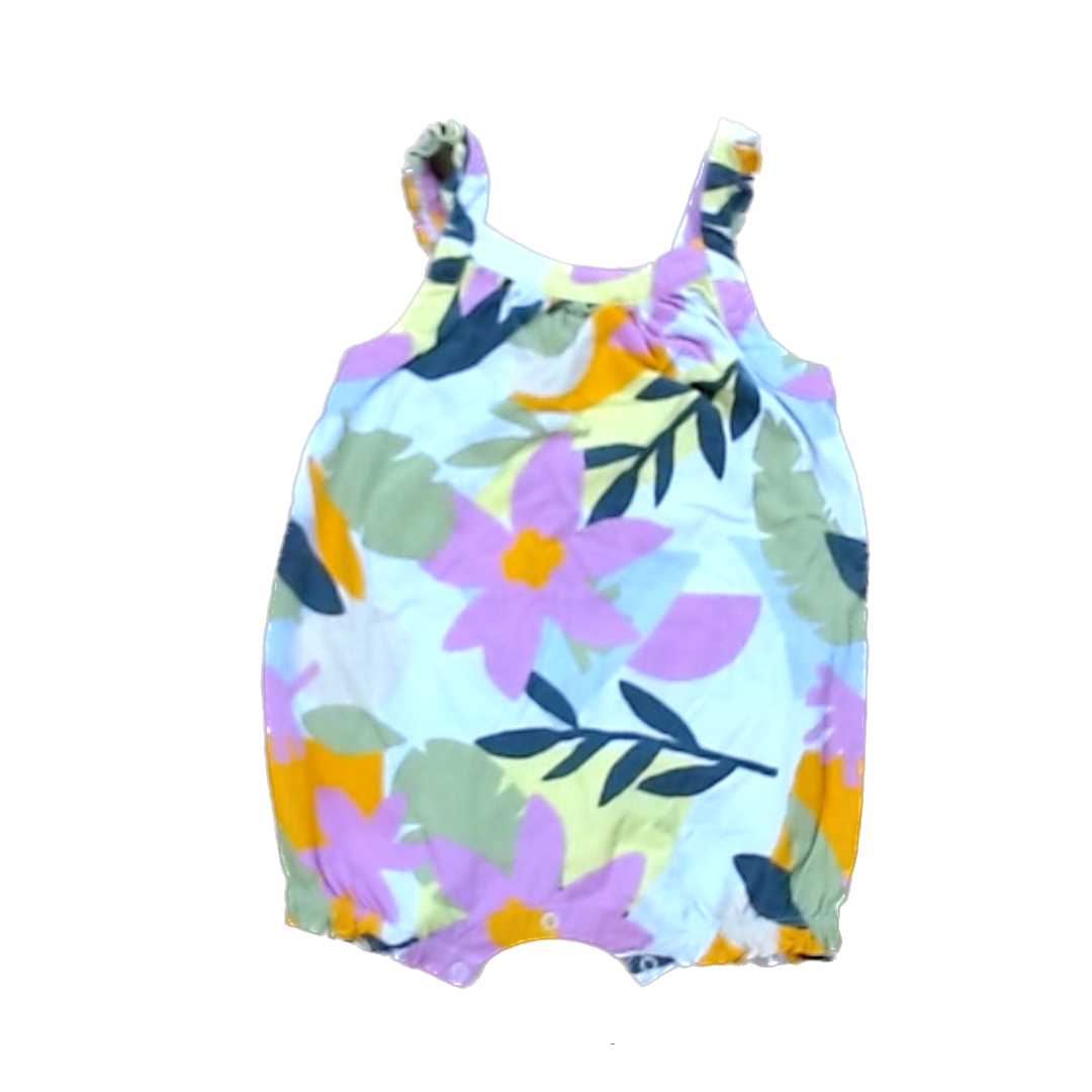 Tea Collection Boys Pink Green and Yellow Floral Romper Size: 18-24 Months Pink Green and Yellow Floral
