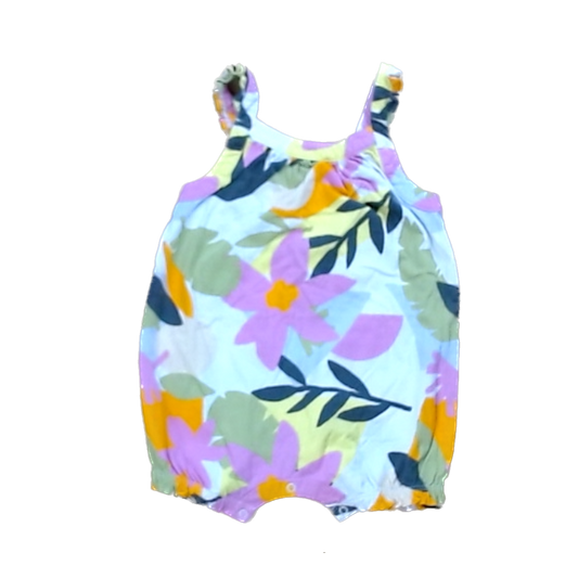 Tea Collection Boys Pink Green and Yellow Floral Romper Size: 18-24 Months Pink Green and Yellow Floral