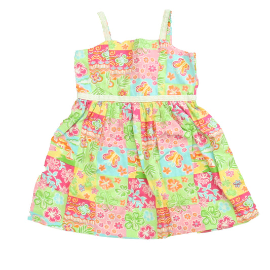 Hartstrings Girls Pink | Green | Blue Dress Size: 3T Pink | Green | Blue
