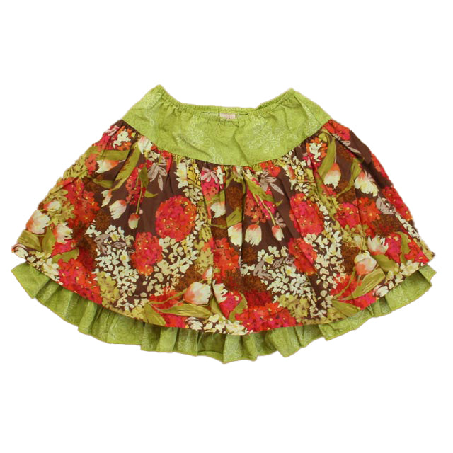 Giggle Moon Girls Pink | Green Floral Skirt Size: 7 Years