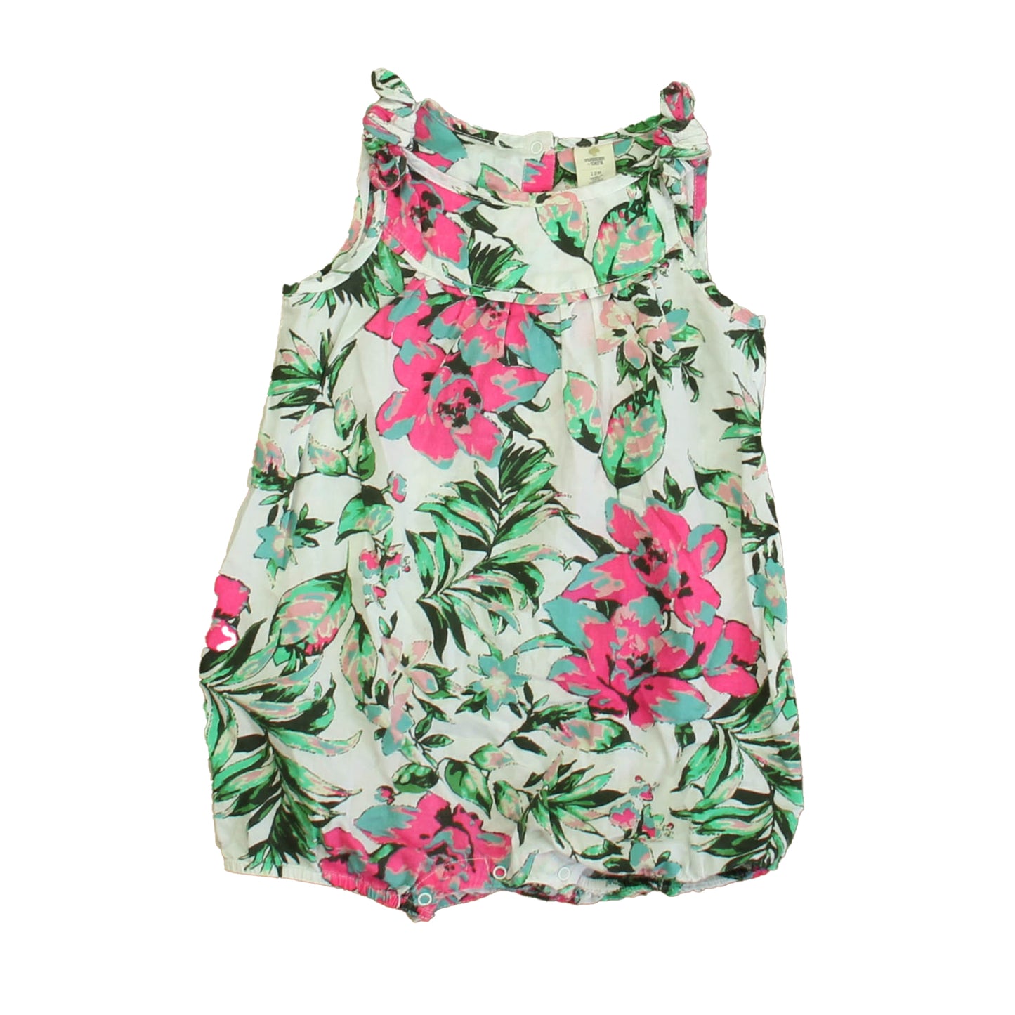 Tucker + Tate Girls Pink | Green Floral Romper Size: 12 Months Pink | Green Floral