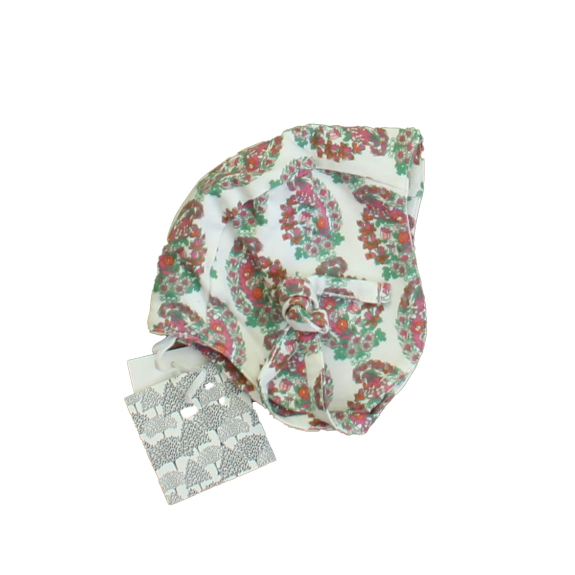 Kate Quinn Organics Girls Pink | Green Floral Hat Size: 6-12 Months