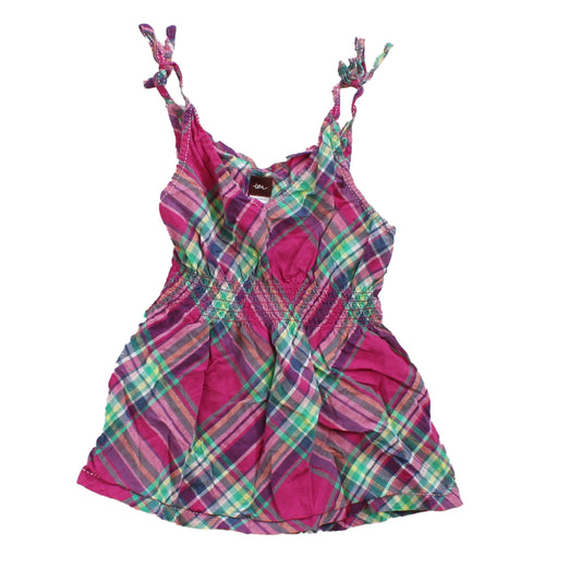 Tea Girls Pink | Green | Plaid Tank Top Size: 7 Years