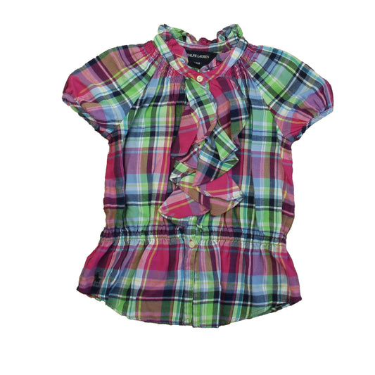 Ralph Lauren Girls Pink | Green Plaid Blouse Size: 24 Months