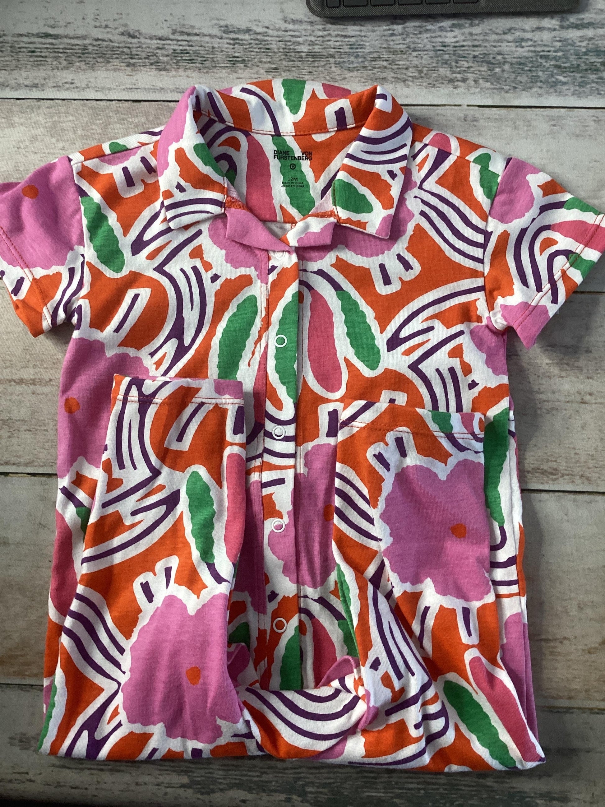 Target Girls pink | green | purple Romper Size: 9-12 Months pink | green | purple
