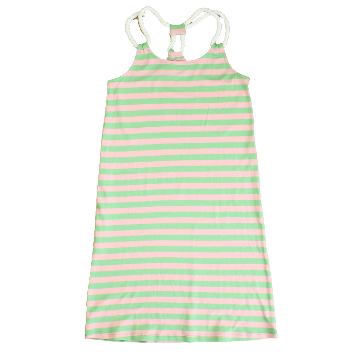 Classic Prep Girls Pink | Green Stripe Dress Size: 6-14 Years