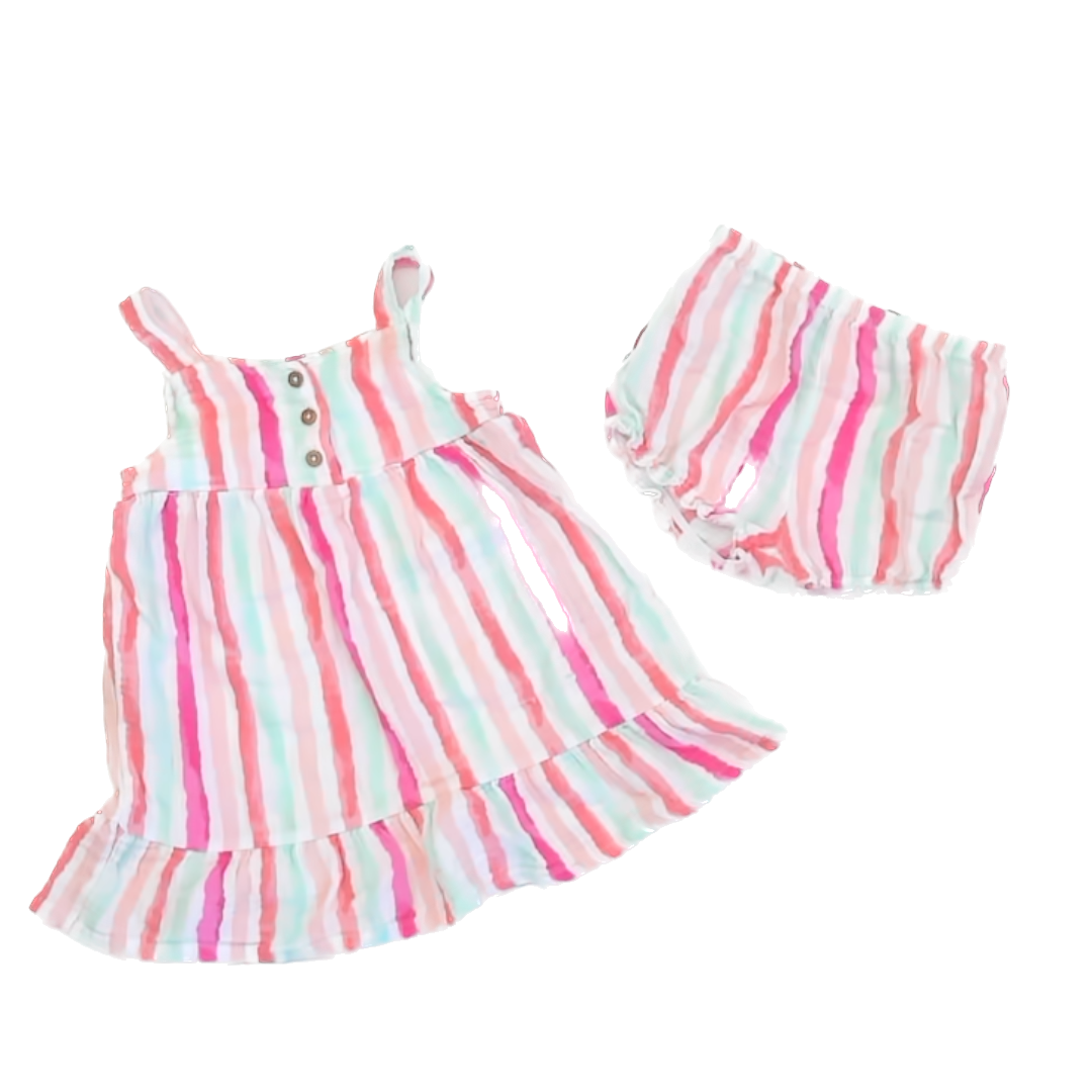 Koala Baby Girls Pink & Green Stripe Apparel Sets Size: 18 Months Pink & Green Stripe