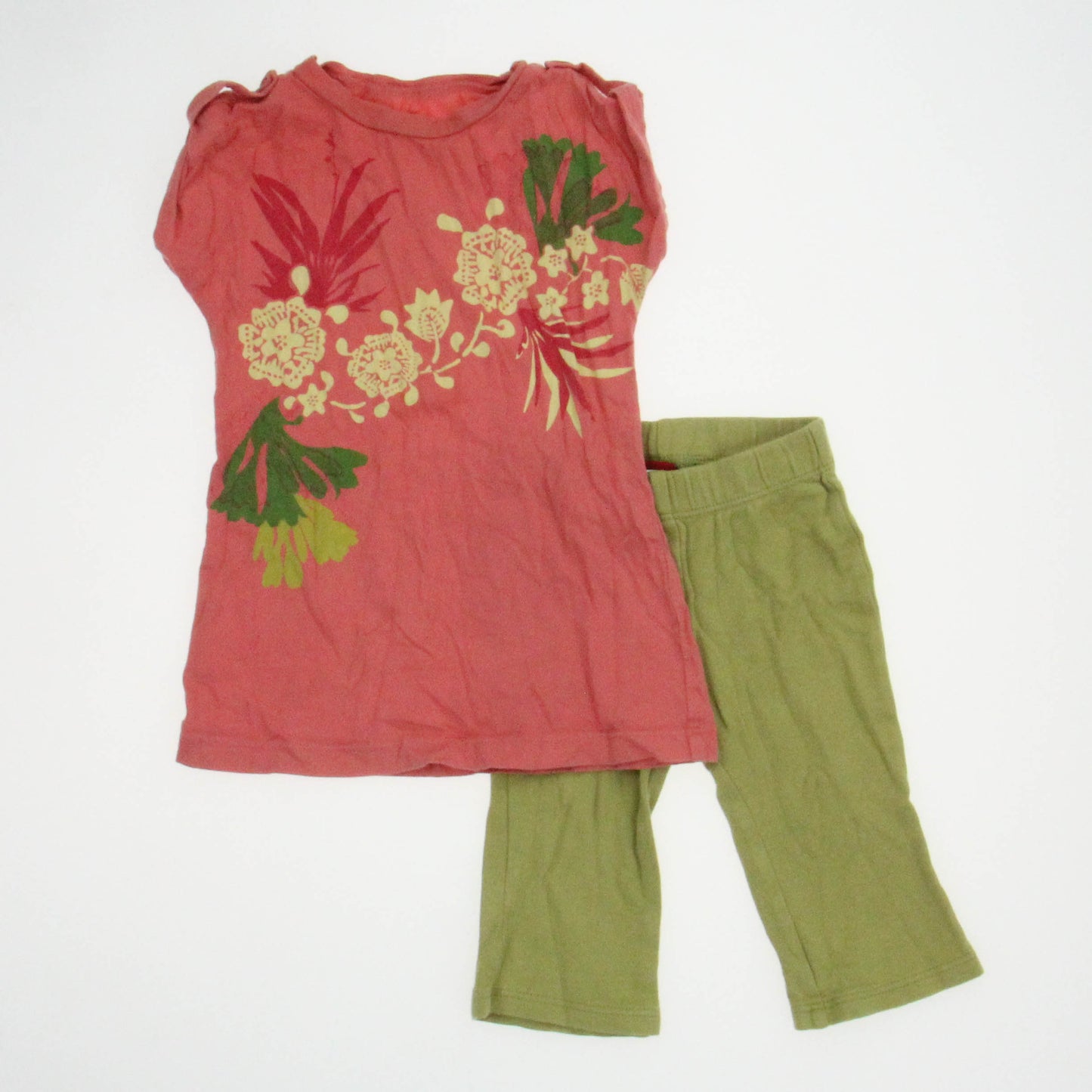 Tea Girls Pink | Green Apparel Sets Size: 6-12 months Pink | Green