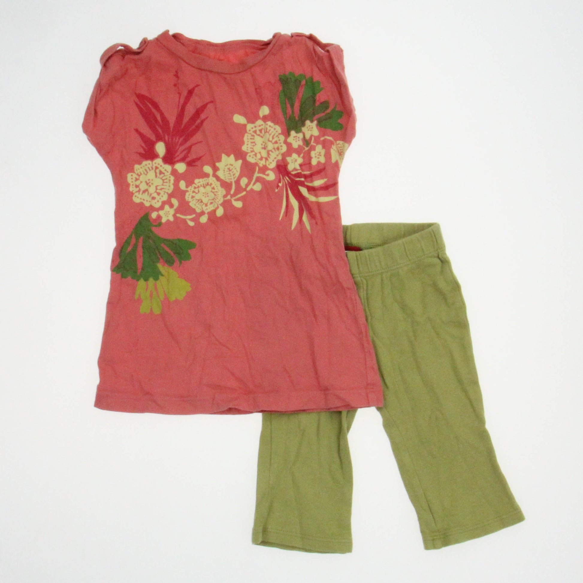 Tea Girls Pink | Green Apparel Sets Size: 6-12 months Pink | Green